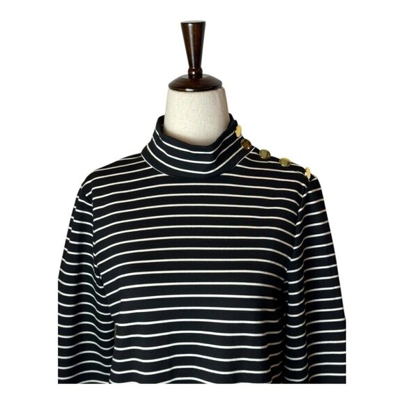 Kate‎ Spade Broome Street Dress Women Small Black Ivory Striped Mock Neck Knit - Picture 4 of 10